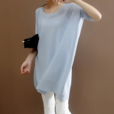 韩版春夏新款罩衫空调衫纯色大码宽松中袖中长款薄款套头针织衫女