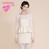 Nemow/拿美南梦2015年冬装新款假两件蜂腰连衣裙EA5K452