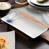 NDP 陶瓷盘子碟子套装菜盘 釉下瓷器餐具9英寸长方盘寿司盘面包盘