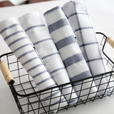日式小清新棉麻格子条纹餐垫餐布 厨房抹布垫布 烘焙拍照背景布