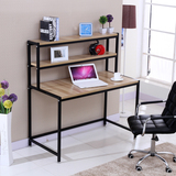 简约现代钢木台式电脑桌 带书架双层电脑桌家用宿舍写字台办公台