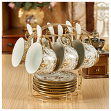 陶瓷咖啡杯套装红茶杯喝水杯欧式创意简约6件套茶具送6勺送架子