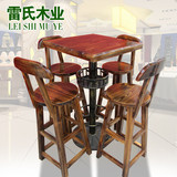防腐木酒吧桌椅组合实木休闲咖啡厅奶茶店桌椅子现代简约实木家具