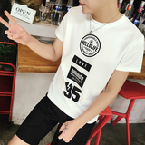 夏季森马短袖T恤 韩版修身圆领半袖条纹体恤大码上衣潮流男装衣服