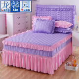 加棉花边床罩单件夹棉加厚床裙三件套保护床套1.5/1.8米韩版床单