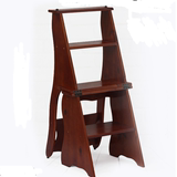 实木楼梯椅3层 两用 梯凳实木凳子木板凳 松木折叠靠背