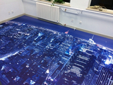 0095实拍图傲思3D立体墙贴地砖地板防水贴纸城市夜景软装修阳台