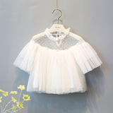 韩国品牌童装2016春装新款女童儿童蕾丝网纱公主衫上衣娃娃衫衬衫