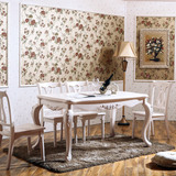 欧式餐桌餐椅 一桌四椅饭桌雕花田园长方形餐桌椅特价组合套装