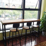 复古实木吧台桌椅组合 隔断吧台桌子 家用甜品店西餐厅咖啡厅吧台