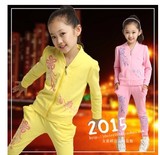 童装女童秋装儿童套装长袖2015新款春秋运动中大童卫衣女孩两件套