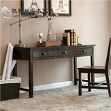 纯实木书桌松木书桌1.2米1.4米办公桌写字桌美式乡村胡桃色特价