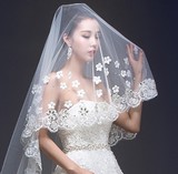 新款新娘头纱韩式蕾丝3米超长拖尾头纱结婚婚纱配饰头饰头纱包邮
