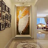 油画 欧式走廊客厅装饰画纯手绘抽象立体玄关挂画壁画芭蕾舞竖版