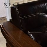 纯黑胡桃木沙发真皮沙发全实木组合沙发现代中式客厅家具乌金木