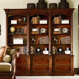 美式实木书柜子自由组合书房简约置物架法式仿古做旧展示柜收纳柜
