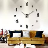 现代简约创意 家居装饰品客厅玄关罗马猫挂钟电视背景墙壁饰挂件