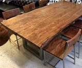 美式LOFT铁艺实木餐桌长桌不规则餐桌椅组合办公桌会议桌酒吧桌子