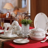 骨瓷餐具套装58头骨质瓷餐具中式家用碗盘碟陶瓷结婚送礼