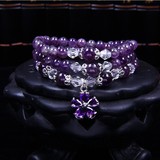 天然巴西紫水晶手链女款多圈多层饰品项链锆石吊坠转运紫水晶手串