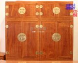 东阳木雕 非洲花梨独板铜拉手顶箱柜中式实木仿古红木家具衣柜