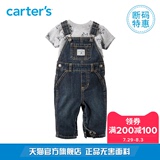 Carter's2件套装灰色短袖牛仔背带裤全棉狗狗男宝婴儿童装127G102