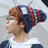 特10-9韩版文艺复古杂线条纹温暖保暖毛线帽针织帽韩国护耳帽子