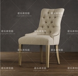 现货乡村布艺实木餐椅 书椅 橡木欧式餐桌椅现代会所样板房椅特价