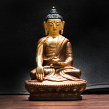 【佛缘汇】尼泊尔佛像 纯手工8.5cm 精品红铜半鎏金 释迦牟尼佛