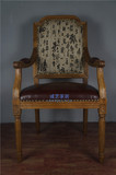 诚艺家居-法式餐椅-实木复古做旧欧式书房椅高档雪尼尔面料FS-001