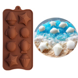 巧克力模具 海星 贝壳 小鱼蛋糕装饰模具 硅胶模具烘焙工具 模具