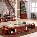 旗龙家具实木欧式大理石茶几电视柜组合套装地毯客厅简约现代家居