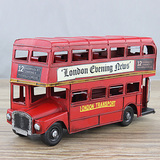英国伦敦双层公交巴士铁皮车模 复古汽车模型 仿真创意礼物摆件