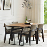 美式餐桌椅组合 实木西餐厅桌子 铁艺家具 简约休闲咖啡厅桌椅