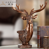 欧式创意摆件家居饰品古典奢华高贵麋鹿头办公室桌面摆设软装饰品