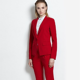 意大利代购小西装女套装短款长袖休闲红色西服修身女士职业西装