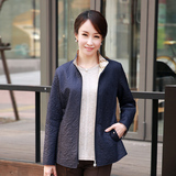 韩国代购中老年女装薄款棉服 妈妈装短款刺绣拉链棉衣DOU916