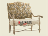 美式乡村双人沙发椅实木奢华雕花沙发欧式法式复古风情做旧沙发椅