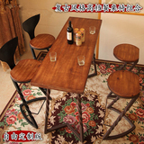 美式乡村家具铁艺钢实木复古咖啡厅吧台个性螺纹餐桌椅子组合新款