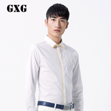 特惠 GXG男装春新款衬衣男士时尚白色休闲修身长袖衬衫#41203106