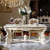 欧式大理石餐桌椅组合 实木餐桌  法式长方形小户型1.8米餐台白色