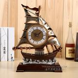 丽盛座钟客厅欧式钟表创意复古大号田园简约台钟帆船个性现代摆件