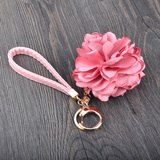 韩国玫瑰布艺花朵汽车钥匙扣 时尚车钥匙挂件女创意钥匙链包挂饰