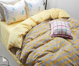 个性纯棉4四件套全棉情侣床笠床单被套三件套件黄色水果床上用品