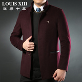 路易十三秋冬羊毛呢大衣男士中青年短款修身韩版羊毛呢子外套潮男