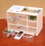 迷你型桌面抽屉式9格收纳盒 透明首饰盒 小物分类整理盒小储物盒