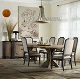 美式欧式出口复古高档实木餐厅餐桌组合方桌方圆背椅欧洲家具别墅