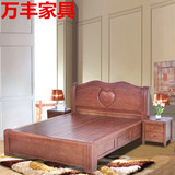 田园白色高箱储物床橡木床实木床1.8米双人大床简约现代卧室家具