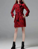 代购正品burberry巴宝莉女装秋冬新款红格纹风衣外套