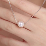 925纯银天然珍珠锁骨链女韩国单颗珍珠吊坠项链饰品短款银链